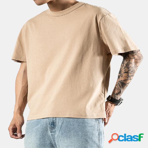 Mens Plain Solid Color T-shirts de manga curta