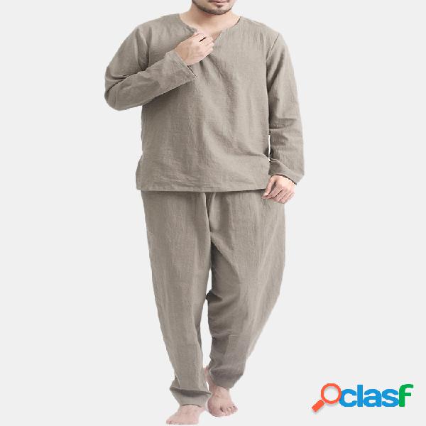 Mens Plus Tamanho de algodão respirável duas peças Yoga