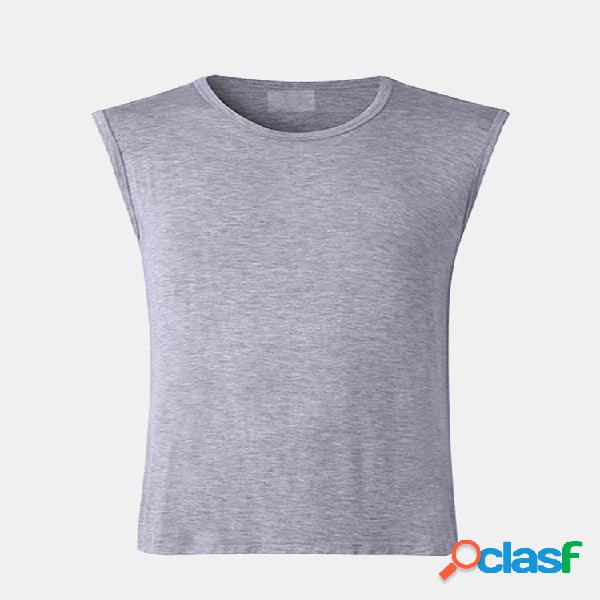 Mens Regatas de cor sólida Sport Sem mangas Casual Modal