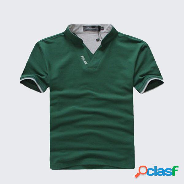 Mens Summer Solid Golf Camisa Gola de manga curta T-shirt de