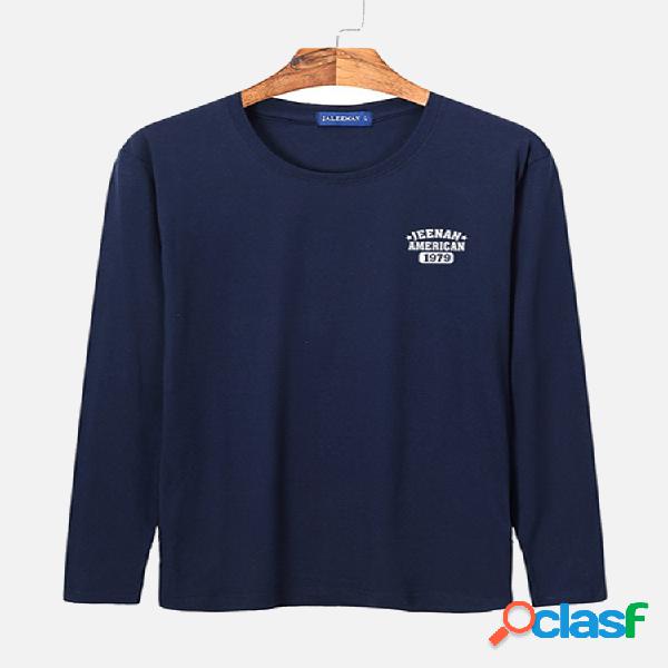 Mens breve estilo casual camiseta de algodão letra impressa
