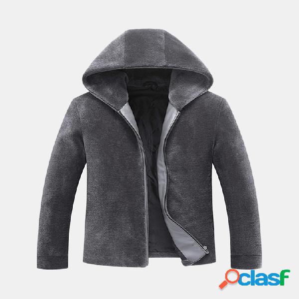 Mens com capuz de pele de vison casaco de vison Slim Fit