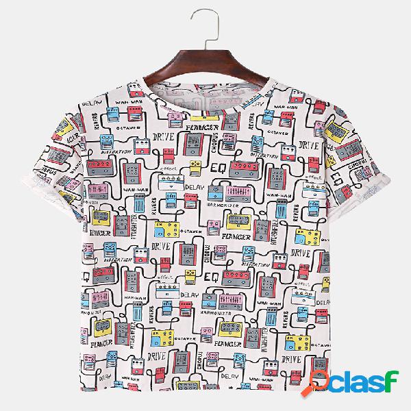 Mens engraçado dos desenhos animados linha Padrão casual