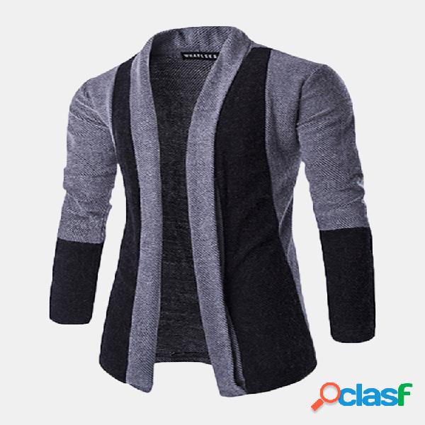 Mens outono inverno moda cardigans velo de malha cor de