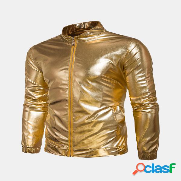 Mens reflexivo Zipper bolsos lantejoulas Design cor sólida
