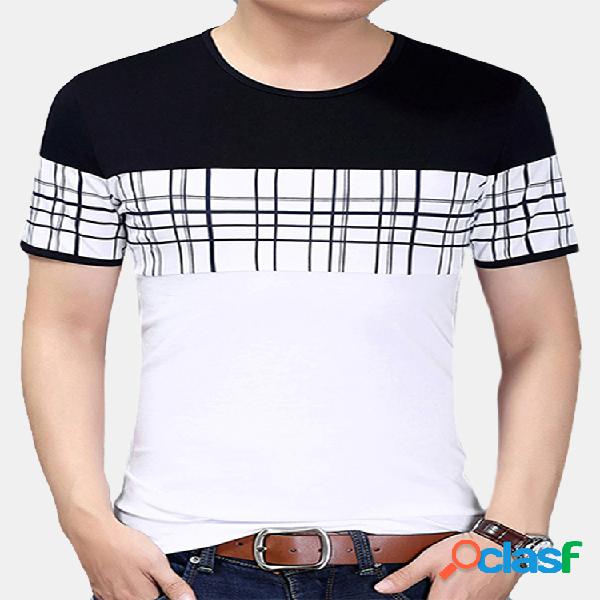 Mens verão elegante impresso manga curta Slim Fit
