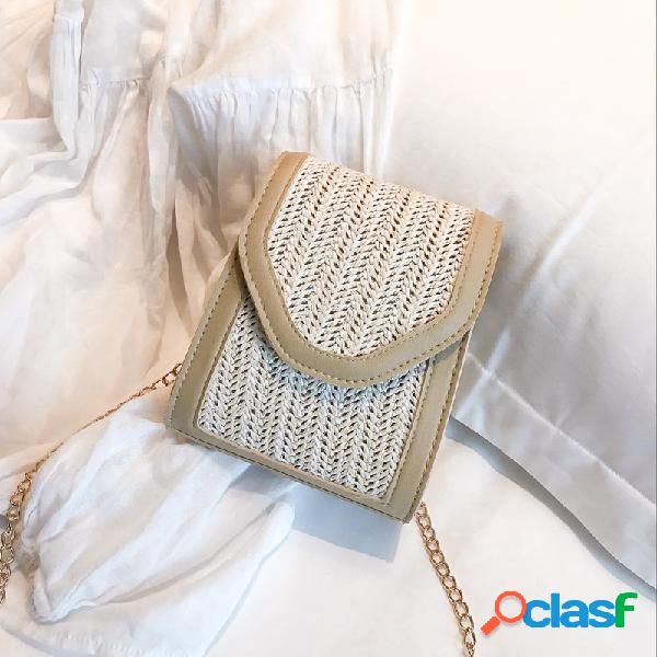 Mini tecido crossbody de mulheres Bolsa