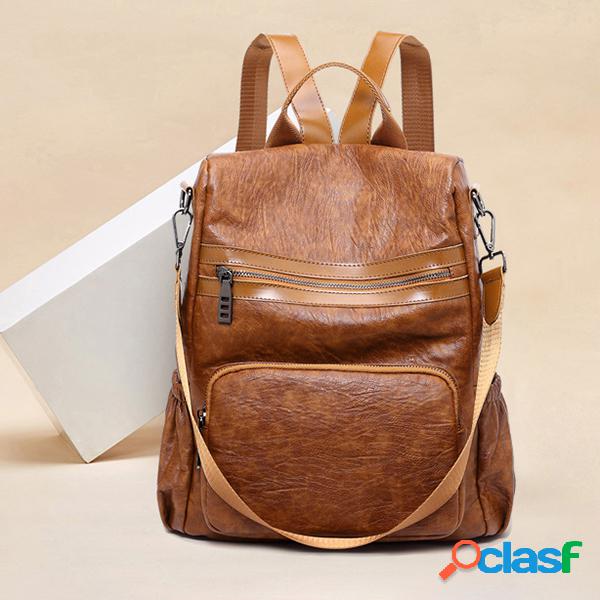 Mochila Feminina Vintage Anti-roubo de Grande Capacidade