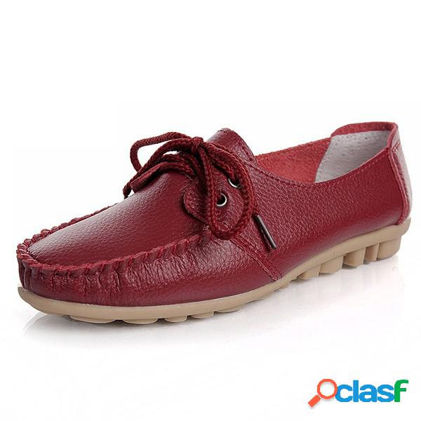 Moda Couro Sapatos Casual Flat Loafers
