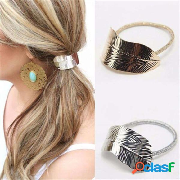 Moda Folha de Cabelo Faixa de Cabelo Laço de Cabelo