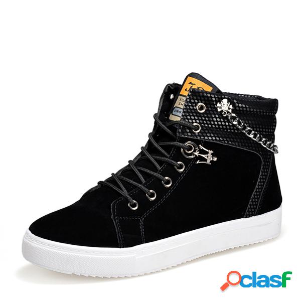 Moda Lace Up High-Top Canvas Calçados Casuais