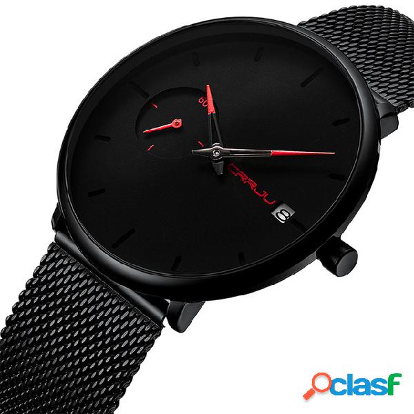 Moda Men Quartz Assista Dial Simples Cor Brilhante Agulha