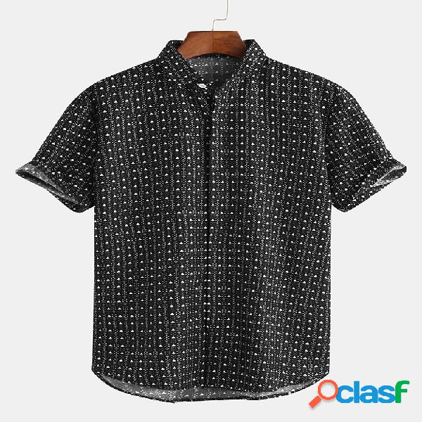 Moda Verão Masculina Casual Manga curta Camisa Tops de