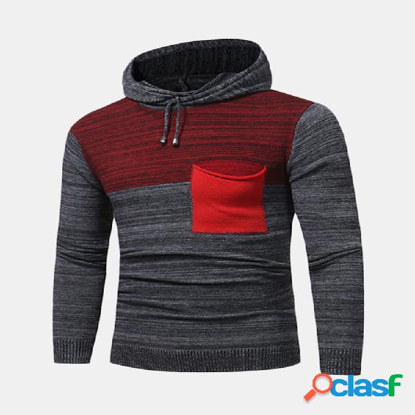 Moda masculina com capuz quente de mangas compridas pulôver