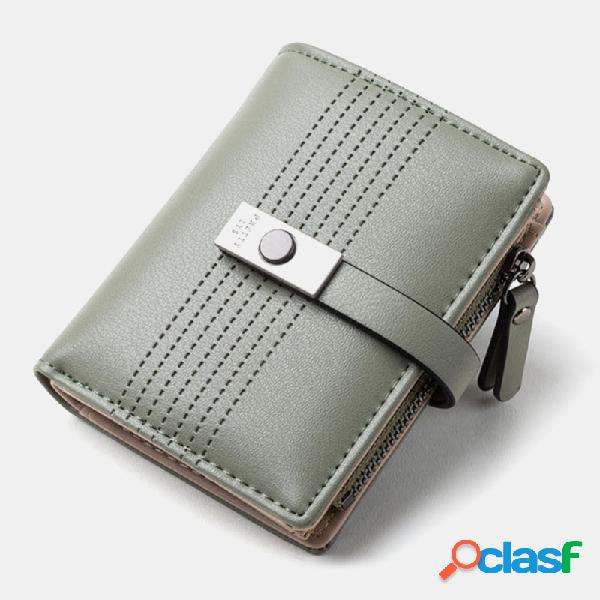 Mulheres 6 Slots de cartão Bifold Sólidos Curto Carteira