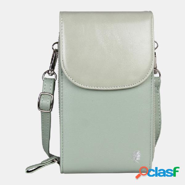 Mulheres 8 slots de cartão telefone Bolsa Crossbody sólido