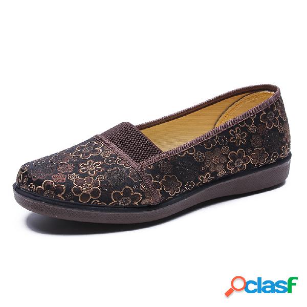 Mulheres Breathbale Cloth Elastic Banda Mocassins planos