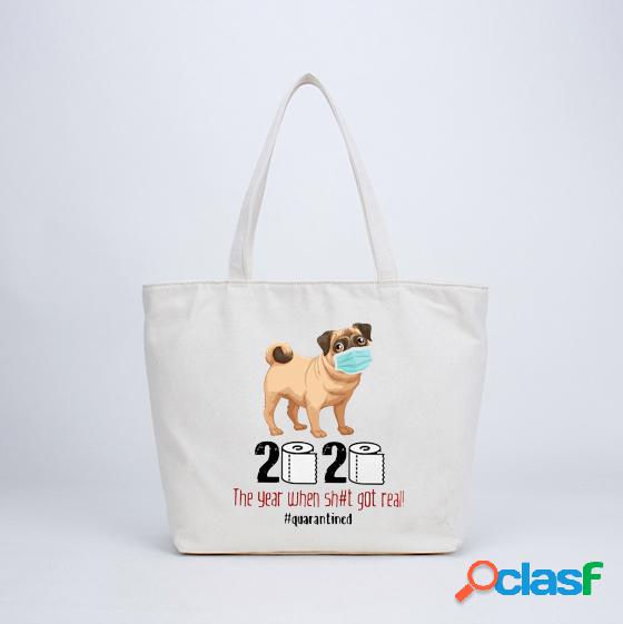 Mulheres Cachorro Máscara Rolo de papel impresso Bolsa