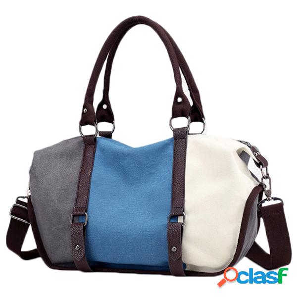 Mulheres Canvas Hitcolor Tote Bolsa Casual Sports Crossbody