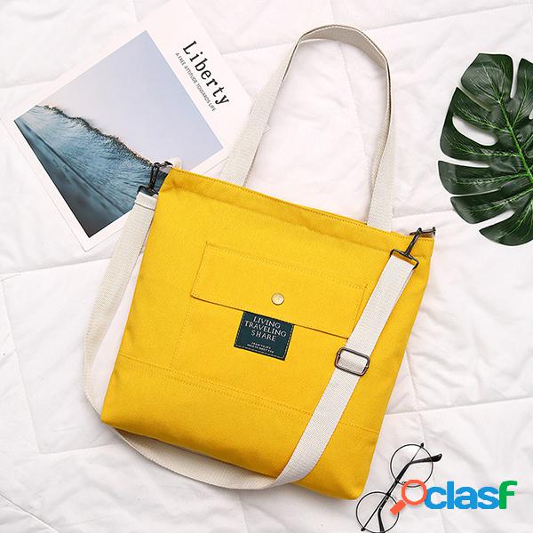 Mulheres Canvas Sólidos Grande Capacidade Tote Bolsa Ombro