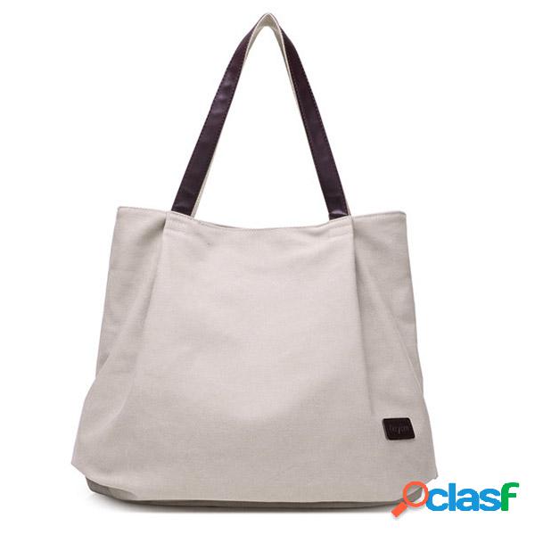 Mulheres Canvas Tote Bags Pure Color Casual Simple Shoulder