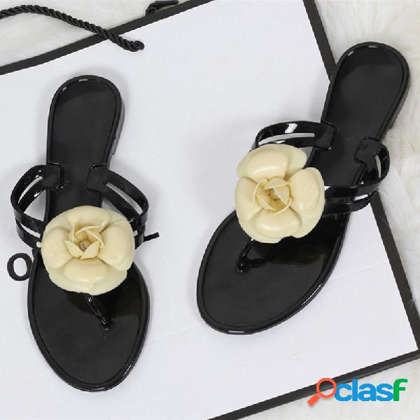 Mulheres Casual Praia Non Slip Flor Flip Flops Chinelos