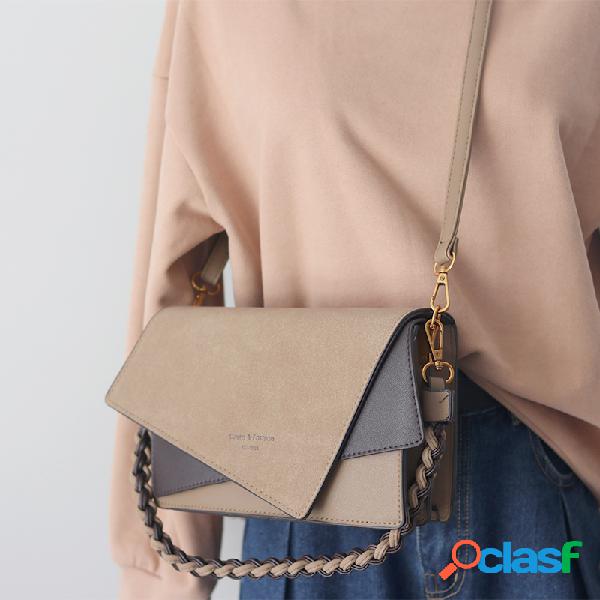 Mulheres Faux Leather Irregular Shape Shoulder Bolsa Praça