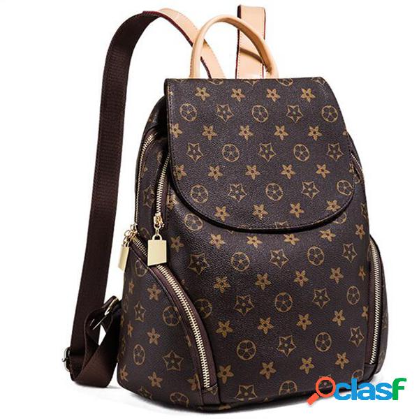 Mulheres Faux Leather Shoulder Bolsa Cor de impressão