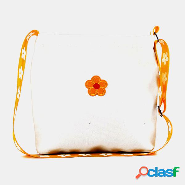 Mulheres Floral Casual Canvas Crossbody Bolsa Compras Bolsa