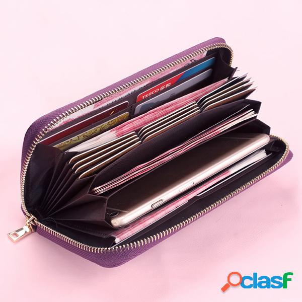 Mulheres Genuine Leather Multi-Function 20 Card Bits Long