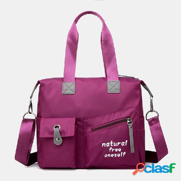 Mulheres Nylon Waterproof Bolsa Solid Handbag Crossbody