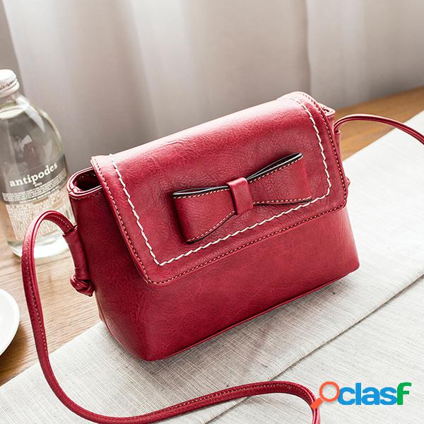 Mulheres PU Mini Bowknot Sacos Crossbody sólidos Bolsas de