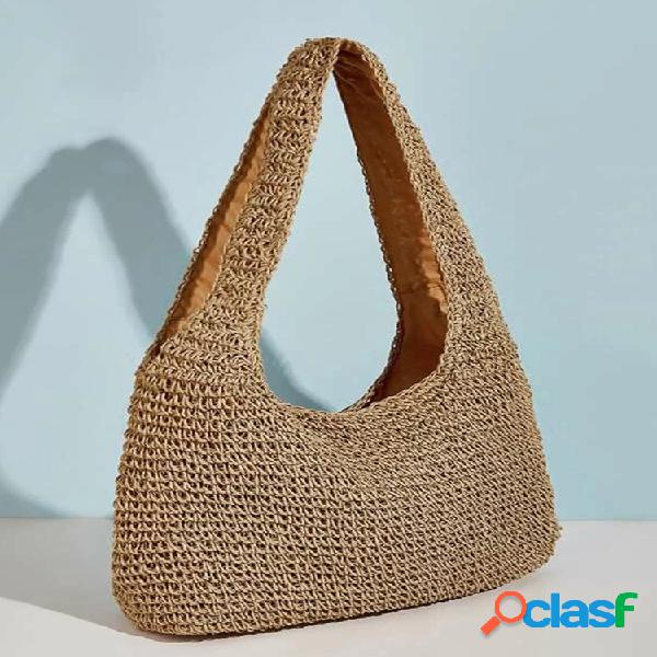 Mulheres Solid Casual Tote de grande capacidade Bolsa