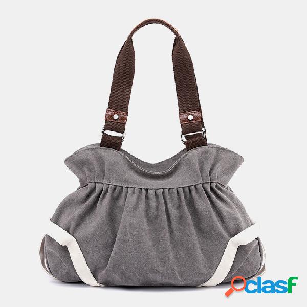 Mulheres String Canvas Patchwork Ombro Bolsa
