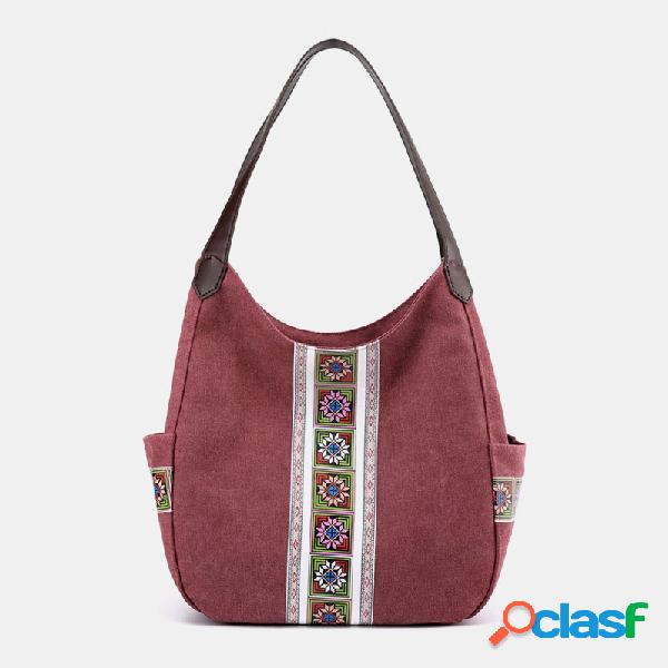 Mulheres Vintage Impresso Grande Capacidade Tote Bolsa