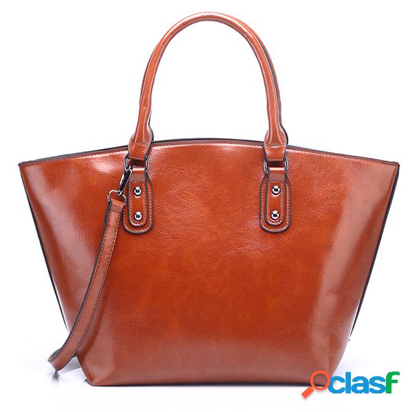 Mulheres Vintage PU de Couro Cor Pura Balde Bolsa Ombro