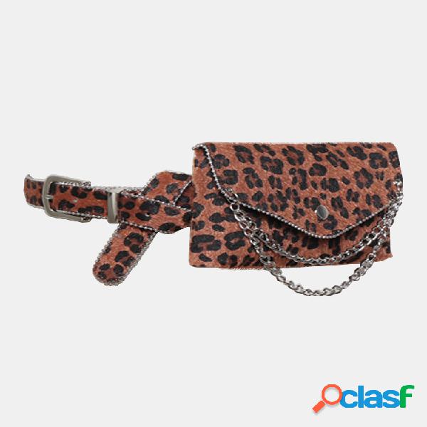 Mulheres leopardo Padrão cintura Bolsa cadeia moda Bolsa