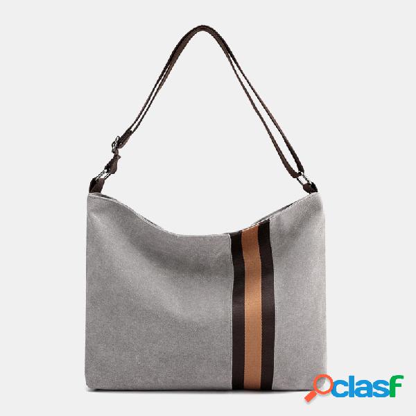 Mulheres lona patchwork grande capacidade crossbody Bolsa