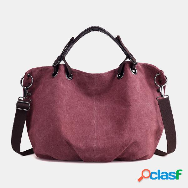 Mulheres lona sólida grande capacidade bolsa crossbody