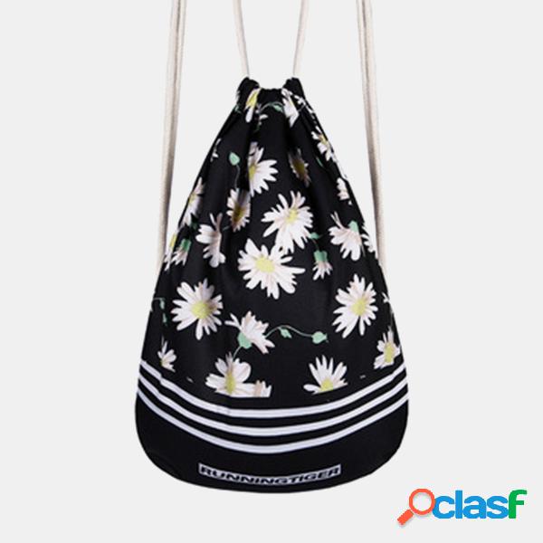 Mulheres margarida bolso casual cordão mochila cordão