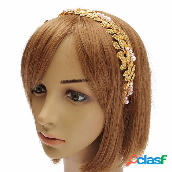 Mulheres retro estilo Golden Leaves Headband Hairwear