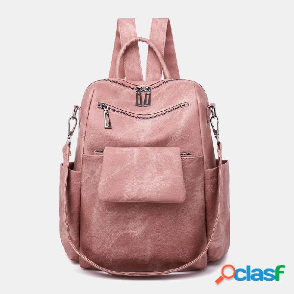 Mulheres sólido 2PCS mochila ombro Crossbody Bolsa