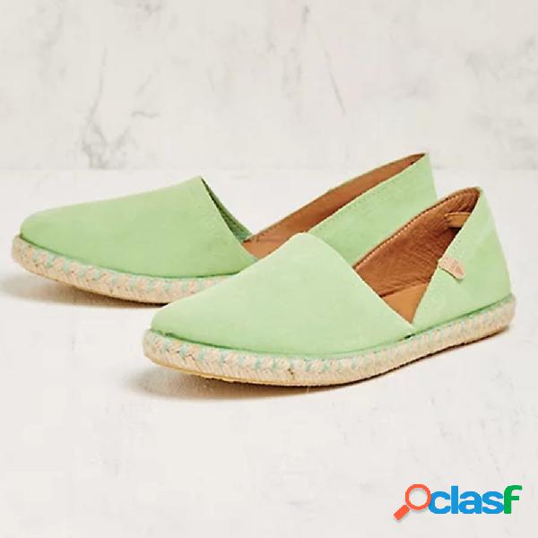 Mulheres tamanho grande lado aberto Soft camurça espadrille