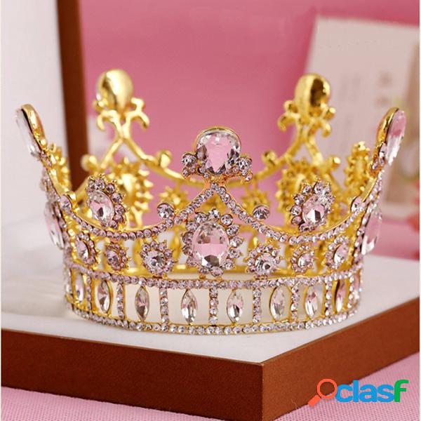Noiva Ouro Princesa Rainha Cristal Strass Tiara Crown