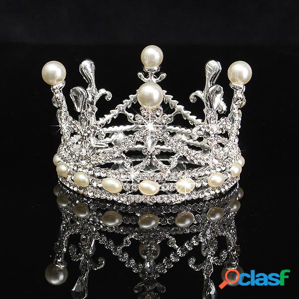 Noiva strass diamante pérola coroa tiara cabeça jóias