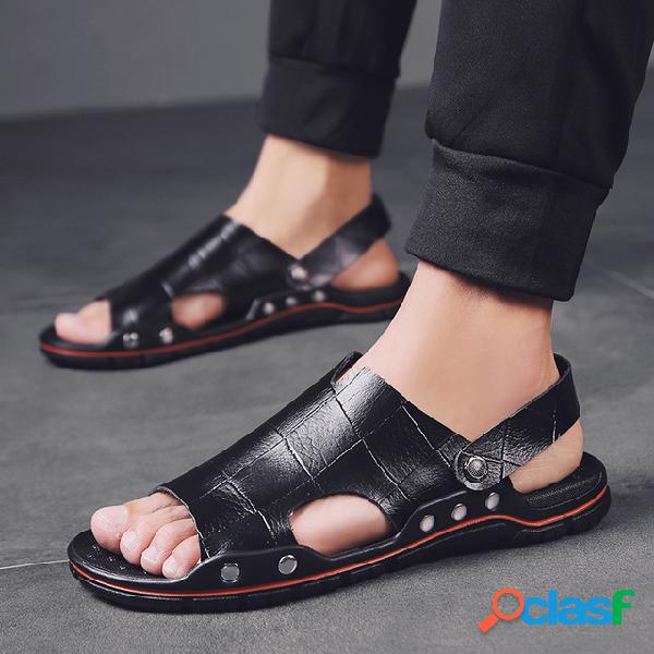 Nova temporada sandálias de couro dos homens sapatos