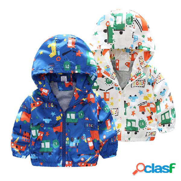 O menino impresso do menino da mola jaqueta Windbreaker do