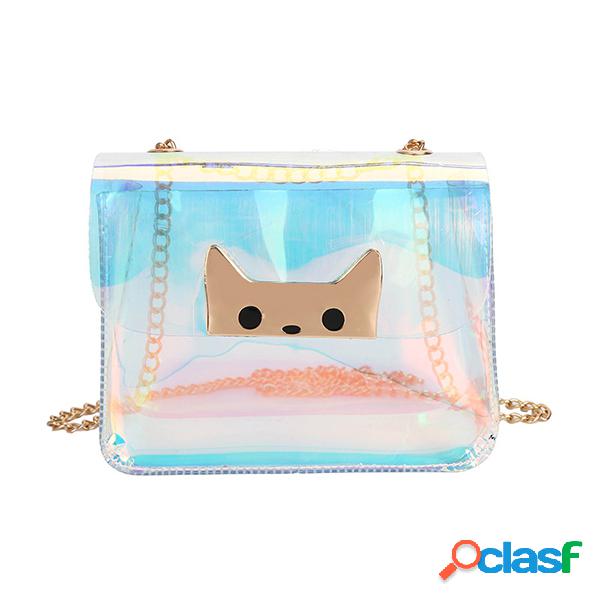 PVC Cat Laser Ombro transparente Bolsa Crossbody Bolsa para