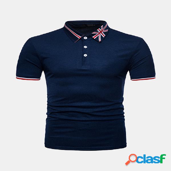 Polo Estilo Ocidental Gola Estampada Ajuste Fino Formal