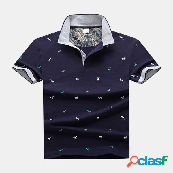 Polo de Algodão Elegante Respirável Formal Casual Veado